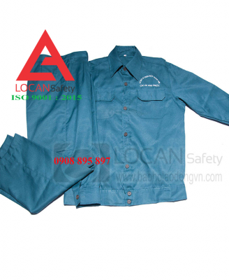 Quần áo bảo hộ lao động cao su cao cấp, đồng phục công nhân cạo mủ cao su vải kaki màu xanh - 052