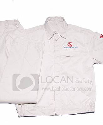 Quần áo bảo hộ lao động cơ khí ô tô cao cấp, đồng phục công nhân cơ khí, sản xuất ôtô dài tay vải kaki màu trắng - 045